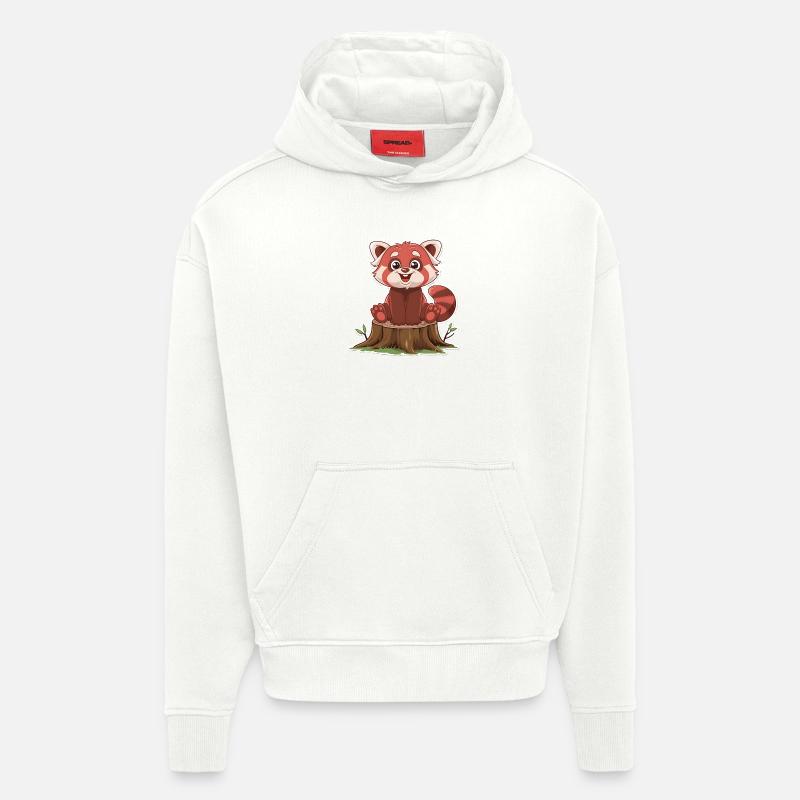 Panda roux totalement mignon - Sweat à capuche bio épais oversize fabriqué en UE - OFF WHITE