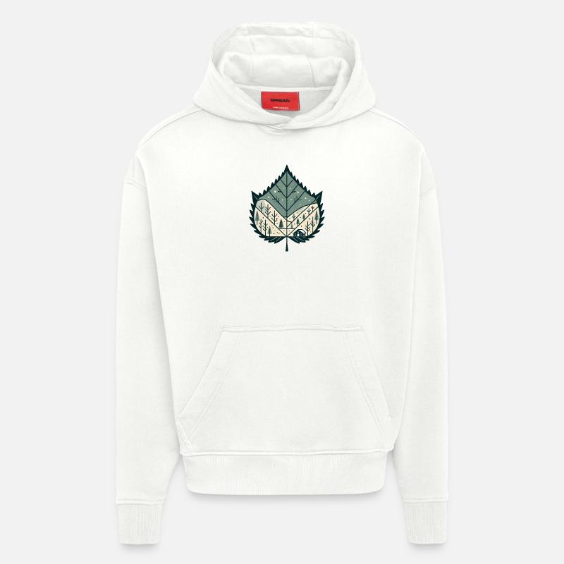 Blatt mit winterlicher Landschaft - Hoodie- made by SPREAD  - OFF WHITE