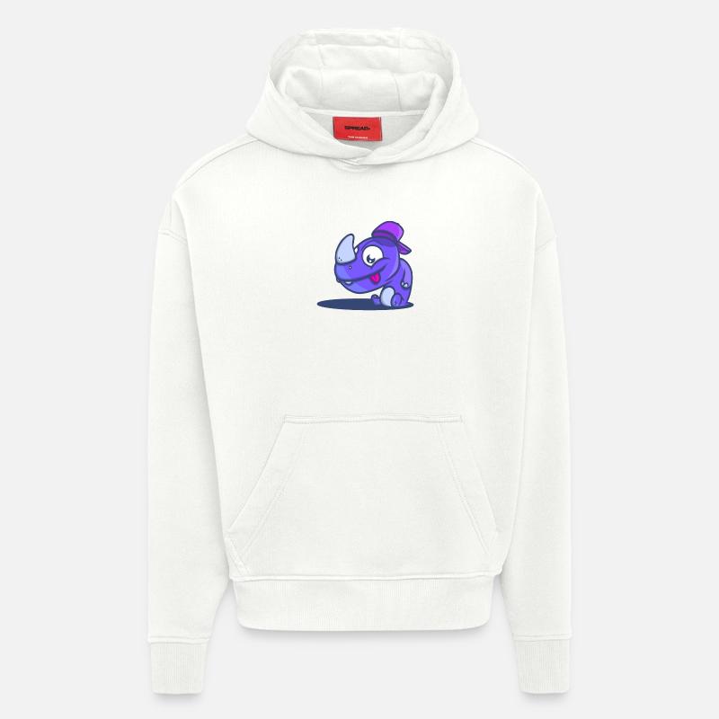 RhinoooBlue - Sweat à capuche bio épais oversize fabriqué en UE - OFF WHITE