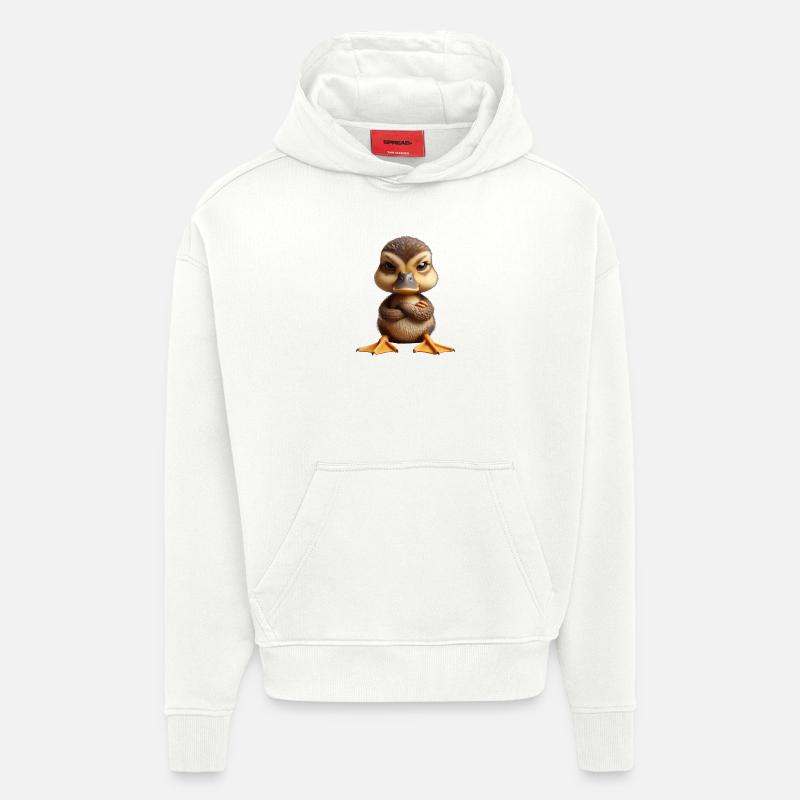 poussin grim 1 - Sweat à capuche bio épais oversize fabriqué en UE - OFF WHITE