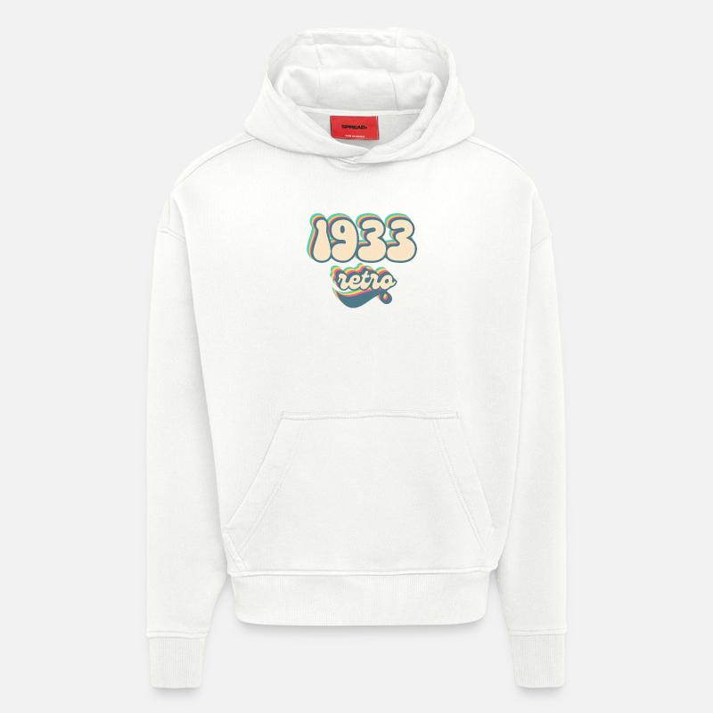 1933 retro idée cadeau - Sweat à capuche bio épais oversize fabriqué en UE - OFF WHITE