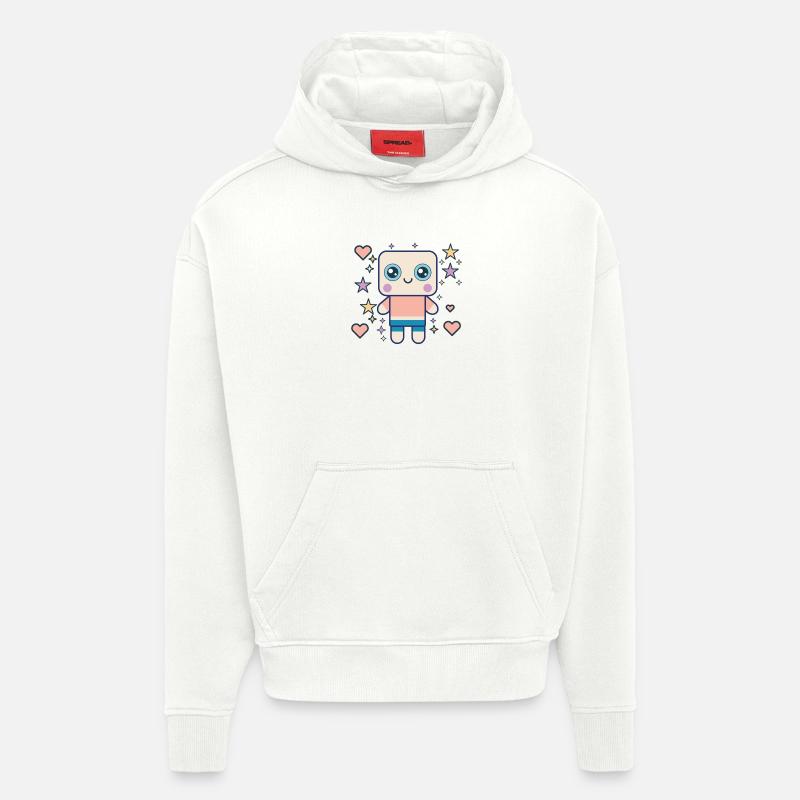 Design « Kawaii Pudding Pop » - Sweat à capuche bio épais oversize fabriqué en UE - OFF WHITE