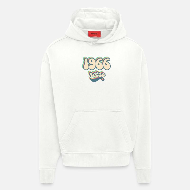 1966 retro idée cadeau - Sweat à capuche bio épais oversize fabriqué en UE - OFF WHITE