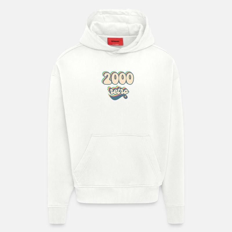 2000 retro idée cadeau - Sweat à capuche bio épais oversize fabriqué en UE - OFF WHITE
