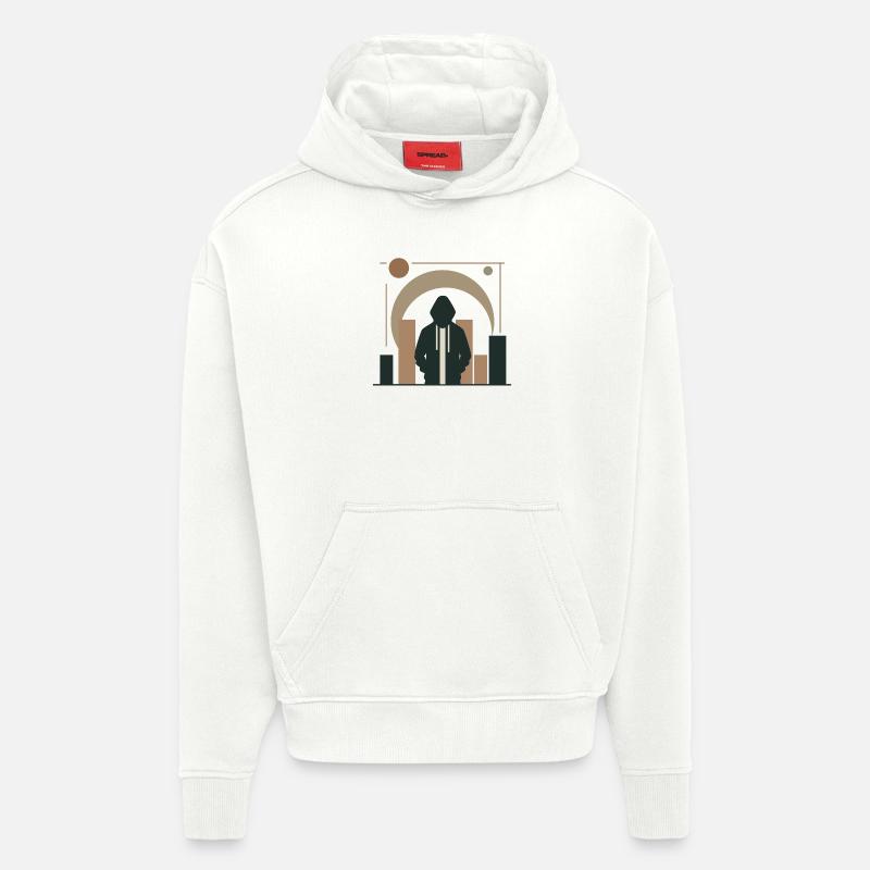 Design « L’âme du trottoir » - Sweat à capuche bio épais oversize fabriqué en UE - OFF WHITE