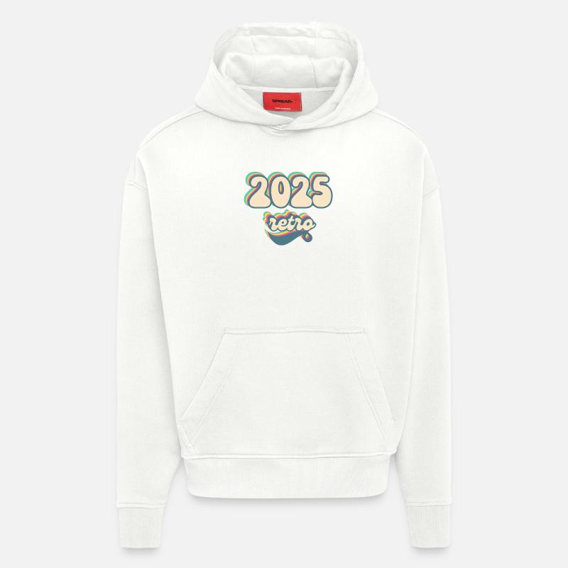 2025 retro idée cadeau - Sweat à capuche bio épais oversize fabriqué en UE - OFF WHITE