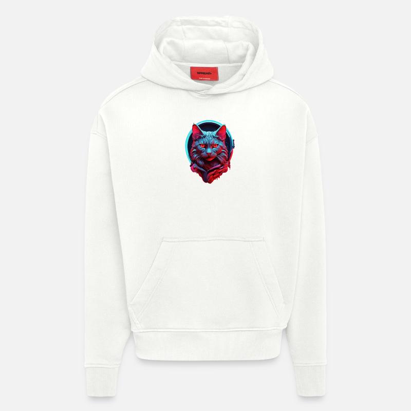 Chat - Sweat à capuche bio épais oversize fabriqué en UE - OFF WHITE