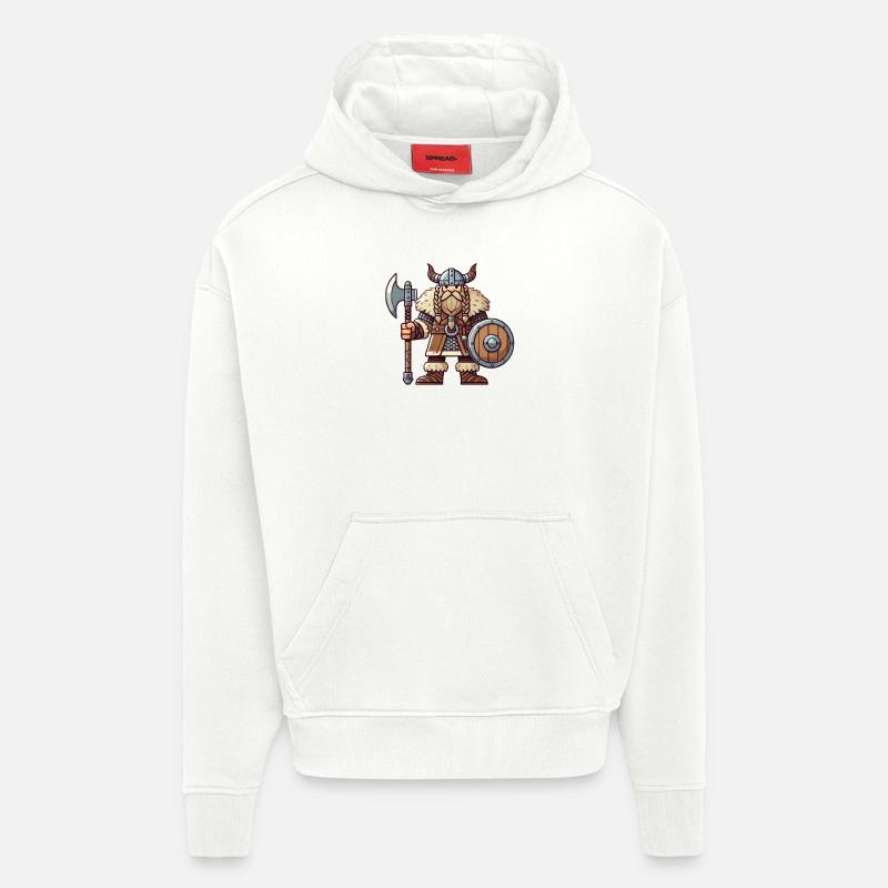 Bande dessinée viking - Sweat à capuche bio épais oversize fabriqué en UE - OFF WHITE
