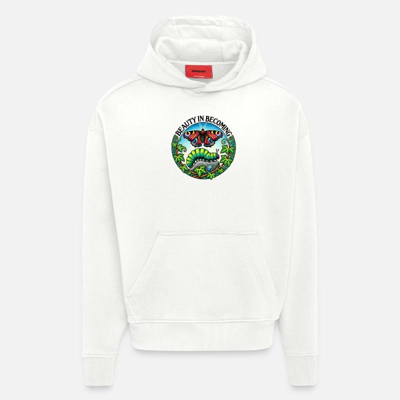 La beauté dans le devenir - Sweat à capuche bio épais oversize fabriqué en UE - OFF WHITE