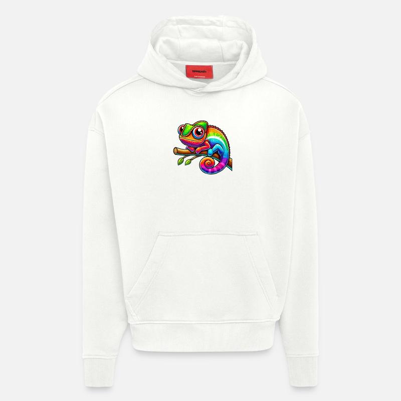 Bande dessinée caméléon - Sweat à capuche bio épais oversize fabriqué en UE - OFF WHITE
