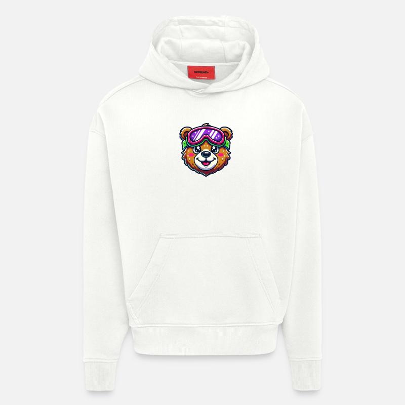 Bear Comic Ski Goggles - Hoodie- made by SPREAD  - OFF WHITE