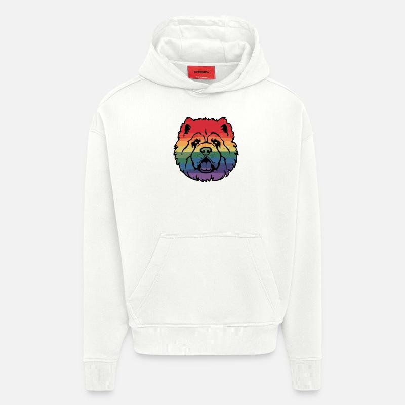 Regenbogen-Chow-Chow - Hoodie- made by SPREAD  - OFF WHITE