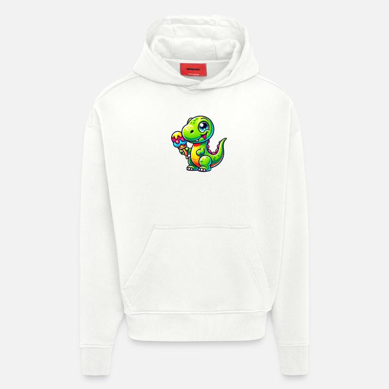 Dino Comic Glace - Sweat à capuche bio épais oversize fabriqué en UE - OFF WHITE