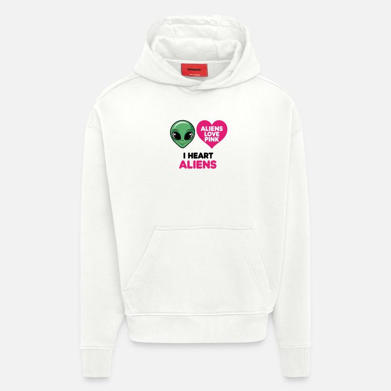 Les extraterrestres aiment le rose - Sweat à capuche bio épais oversize fabriqué en UE - OFF WHITE