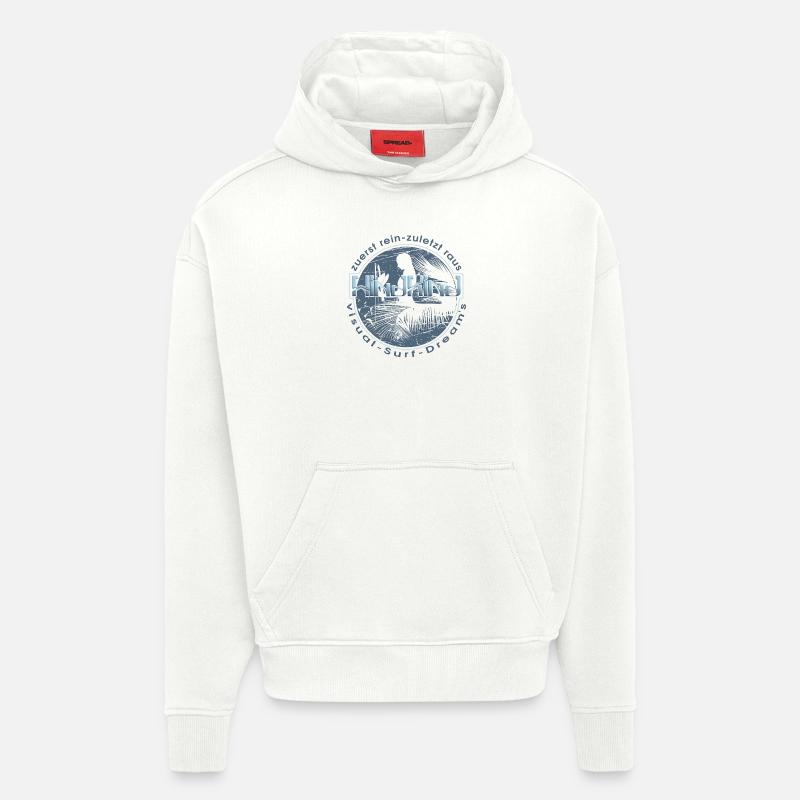 Rêve de surf visuel - Sweat à capuche bio épais oversize fabriqué en UE - OFF WHITE