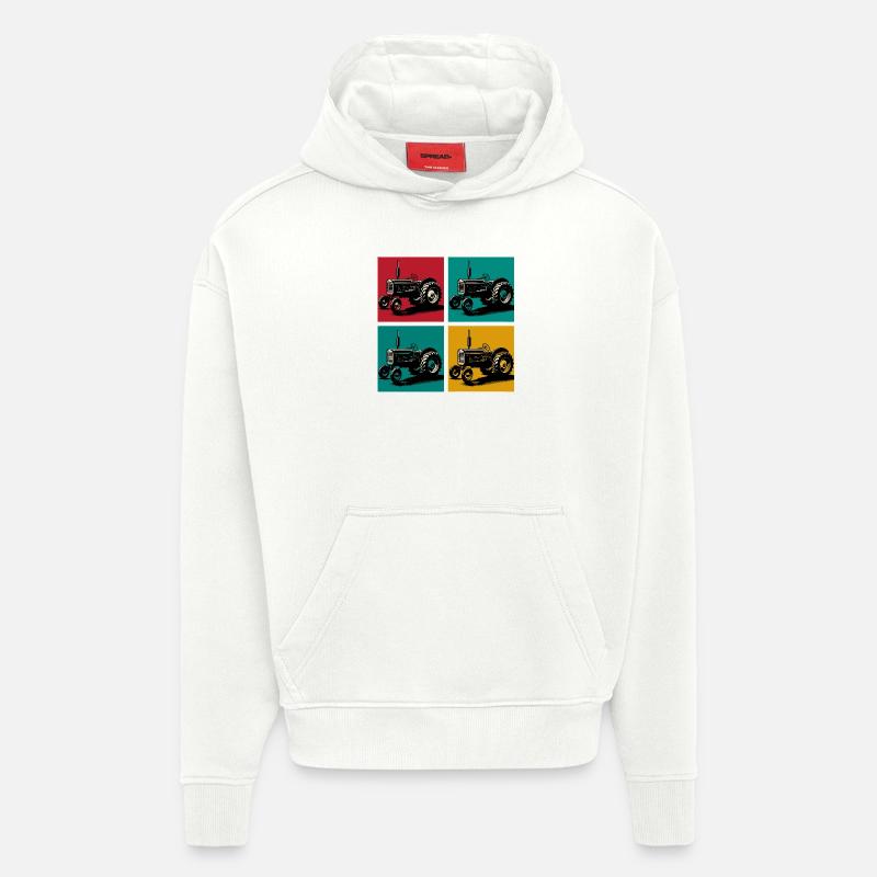 Retro-Oldtimer-Traktor - Hoodie- made by SPREAD  - OFF WHITE