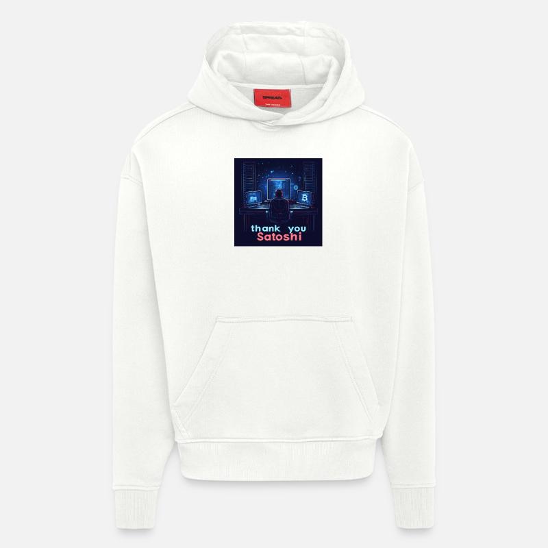 Bitcoin Satoshi - Sweat à capuche bio épais oversize fabriqué en UE - OFF WHITE