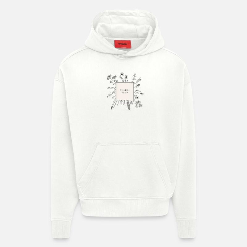 Restez tranquille et sachez - Sweat à capuche bio épais oversize fabriqué en UE - OFF WHITE