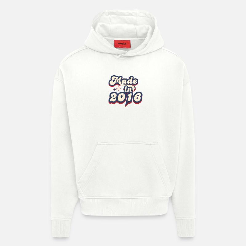 Made in 2016 retro - Sweat à capuche bio épais oversize fabriqué en UE - OFF WHITE