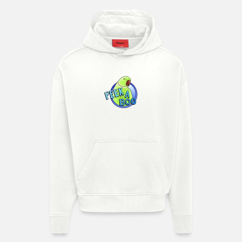 perruche à collier vert « Peek-a-boo » - Sweat à capuche bio épais oversize fabriqué en UE - OFF WHITE