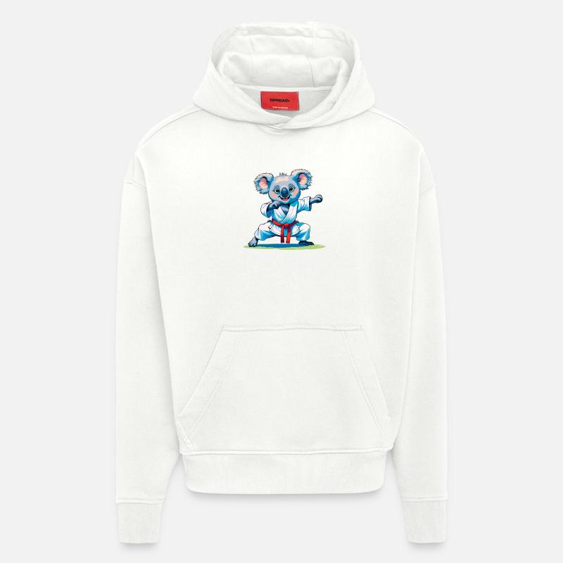 Koala faisant du karaté - Sweat à capuche bio épais oversize fabriqué en UE - OFF WHITE