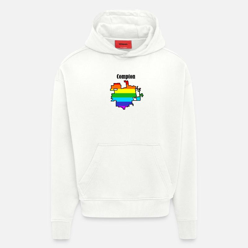 Arc-en-ciel de Compton - Sweat à capuche bio épais oversize fabriqué en UE - OFF WHITE