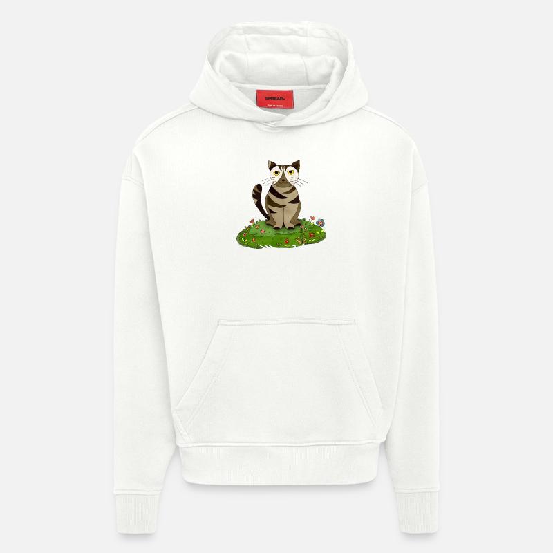 Chat - Sweat à capuche bio épais oversize fabriqué en UE - OFF WHITE