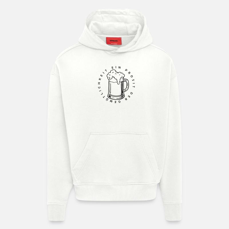 Ein Prosit der Gemütlichkeit - Sweat à capuche bio épais oversize fabriqué en UE - OFF WHITE