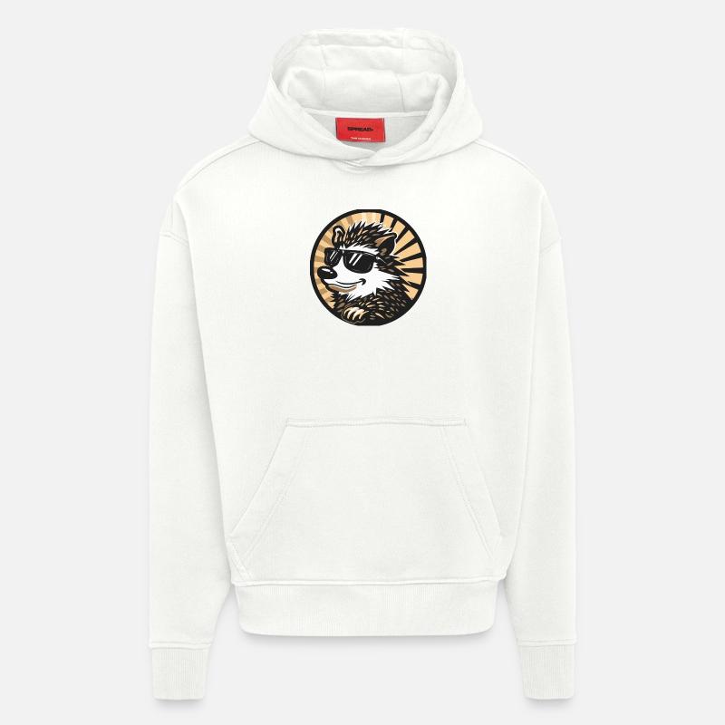 hérisson bande dessinée cool - Sweat à capuche bio épais oversize fabriqué en UE - OFF WHITE