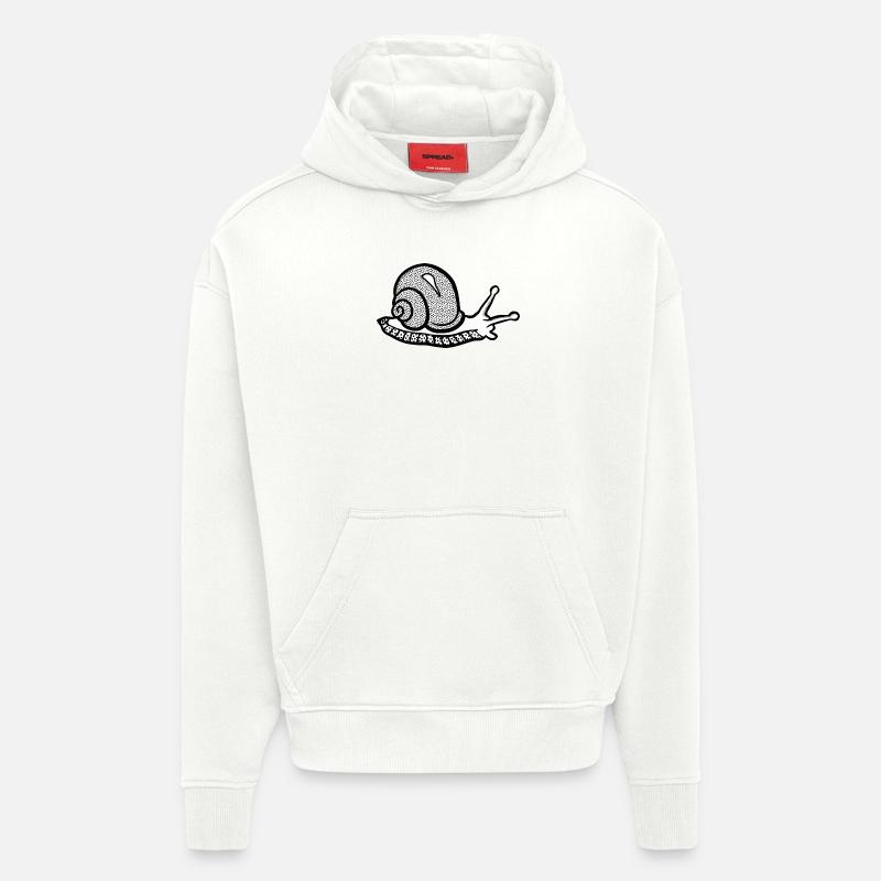 Snail noir et withe - Sweat à capuche bio épais oversize fabriqué en UE - OFF WHITE
