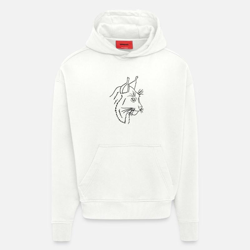 Lynx (traits noirs) - Sweat à capuche bio épais oversize fabriqué en UE - OFF WHITE