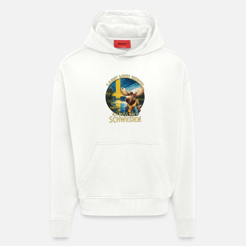 Schweden - lasst mich durch - Elch - Hoodie- made by SPREAD  - OFF WHITE