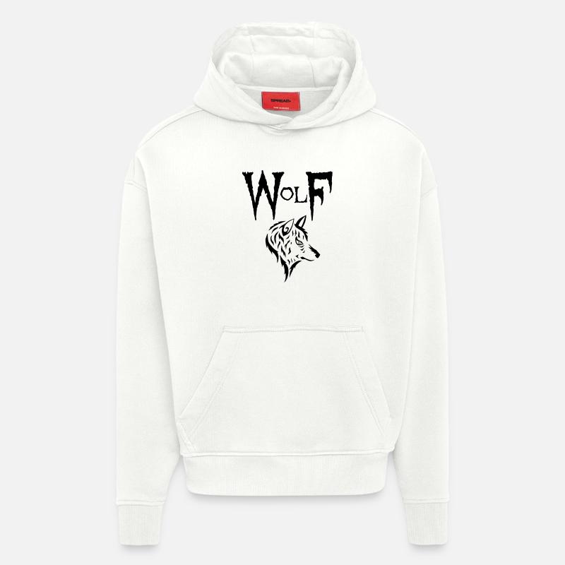Schwarzer Wolf - Hoodie- made by SPREAD  - OFF WHITE