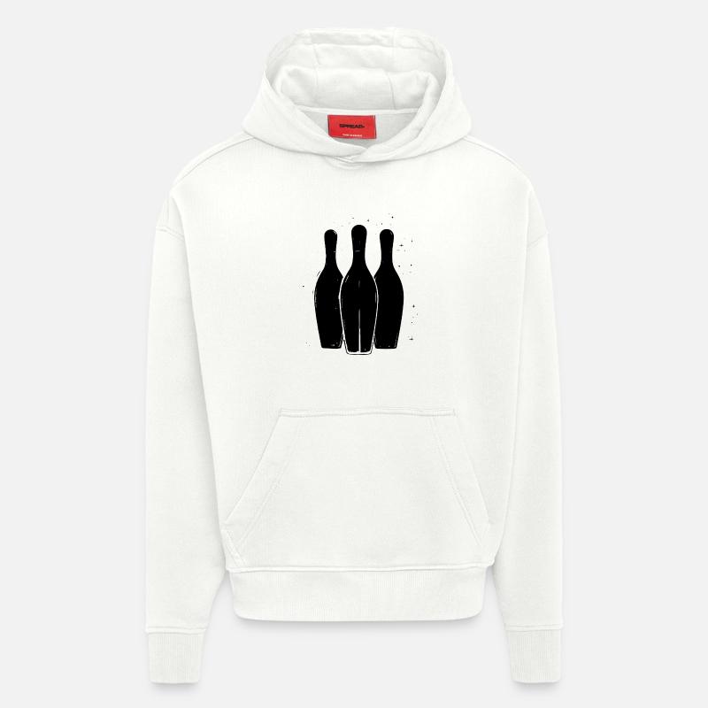 Dessin de bowling - Sweat à capuche bio épais oversize fabriqué en UE - OFF WHITE