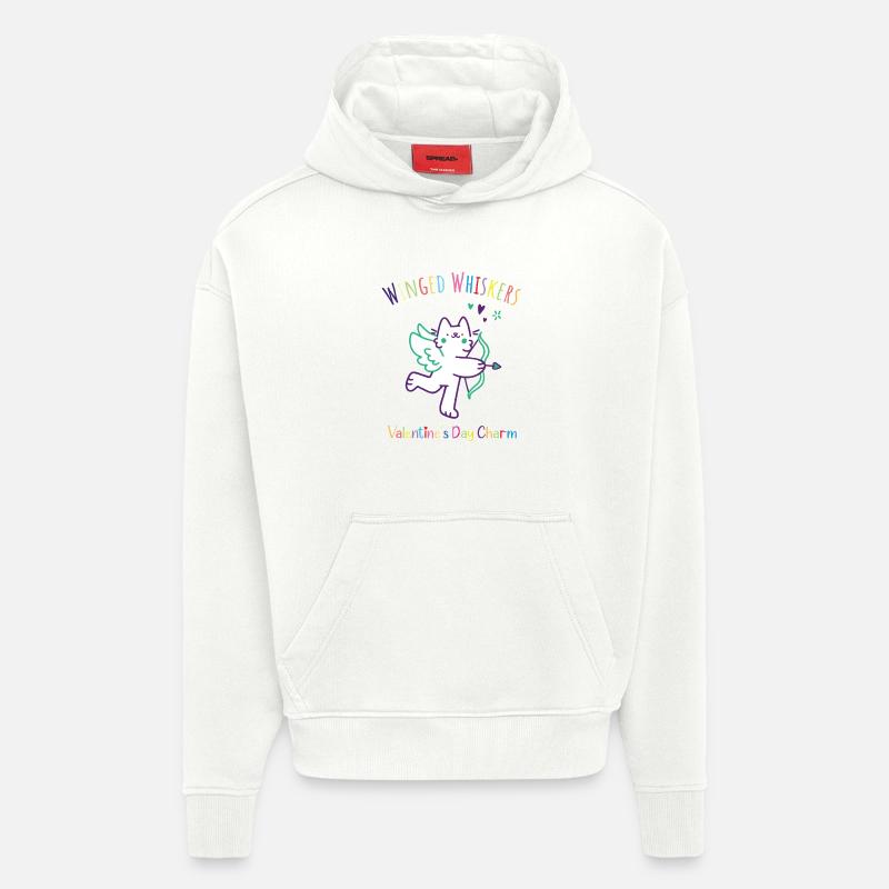 Moustaches ailées-Breloque de la Saint-Valentin - Sweat à capuche bio épais oversize fabriqué en UE - OFF WHITE