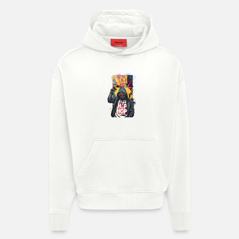 Urbaner Rapper mit bunten Graffitis - Hoodie- made by SPREAD  - OFF WHITE