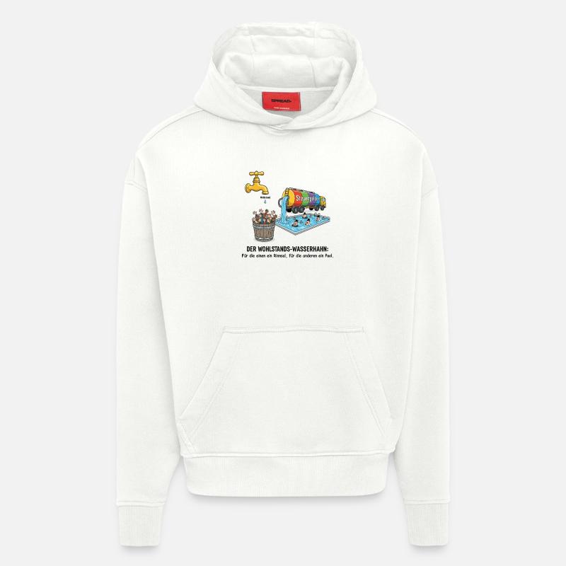 Le robinet de la prospérité - Sweat à capuche bio épais oversize fabriqué en UE - OFF WHITE