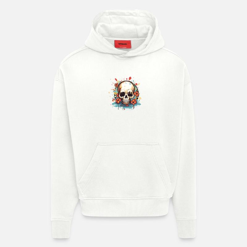 Blumen-Skull Explosion - Hoodie- made by SPREAD  - OFF WHITE