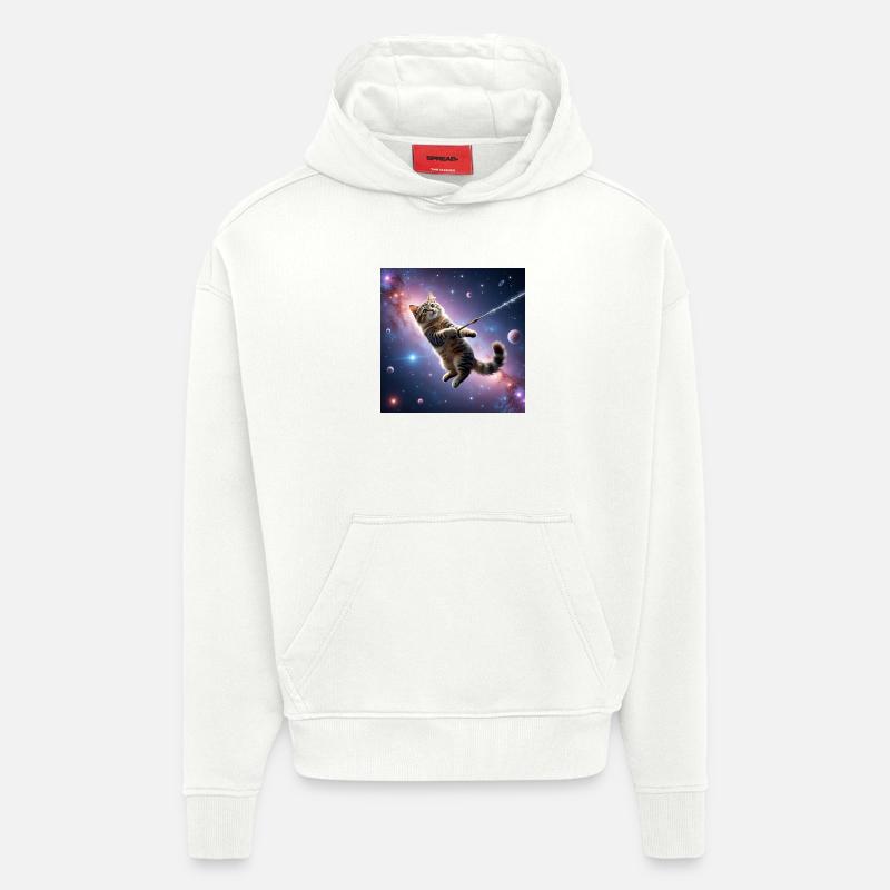 Chat dans l’espace - Sweat à capuche bio épais oversize fabriqué en UE - OFF WHITE