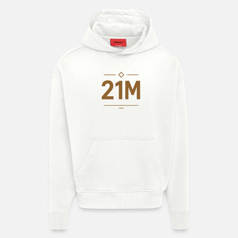 Conception de la limite Bitcoin 21M - Sweat à capuche bio épais oversize fabriqué en UE - OFF WHITE