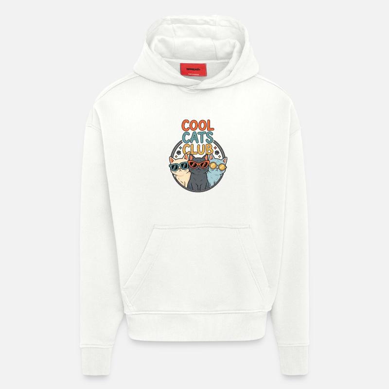 Des chats cool - Sweat à capuche bio épais oversize fabriqué en UE - OFF WHITE