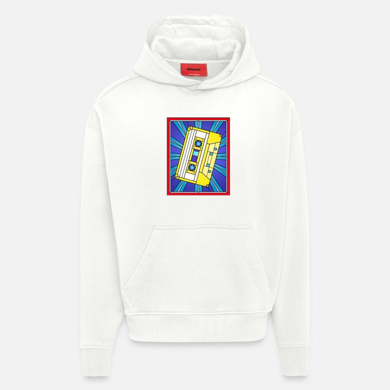 Illustration de cassette en vitrail - Sweat à capuche bio épais oversize fabriqué en UE - OFF WHITE