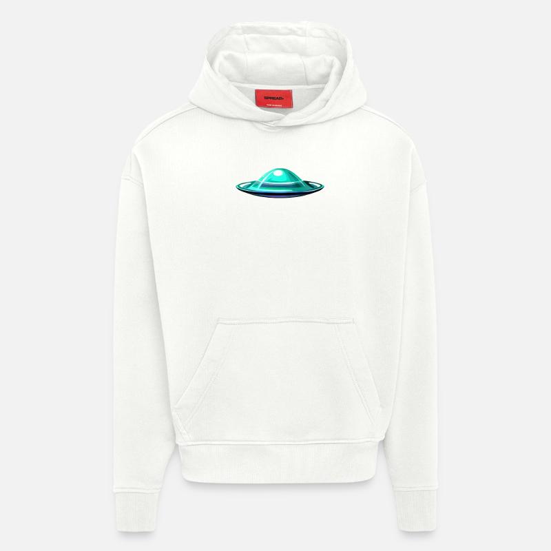 Alien en soucoupe volante - Sweat à capuche bio épais oversize fabriqué en UE - OFF WHITE