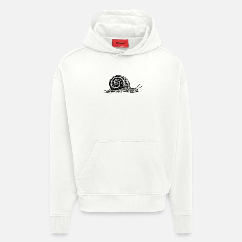 escargot noir et withe - Sweat à capuche bio épais oversize fabriqué en UE - OFF WHITE