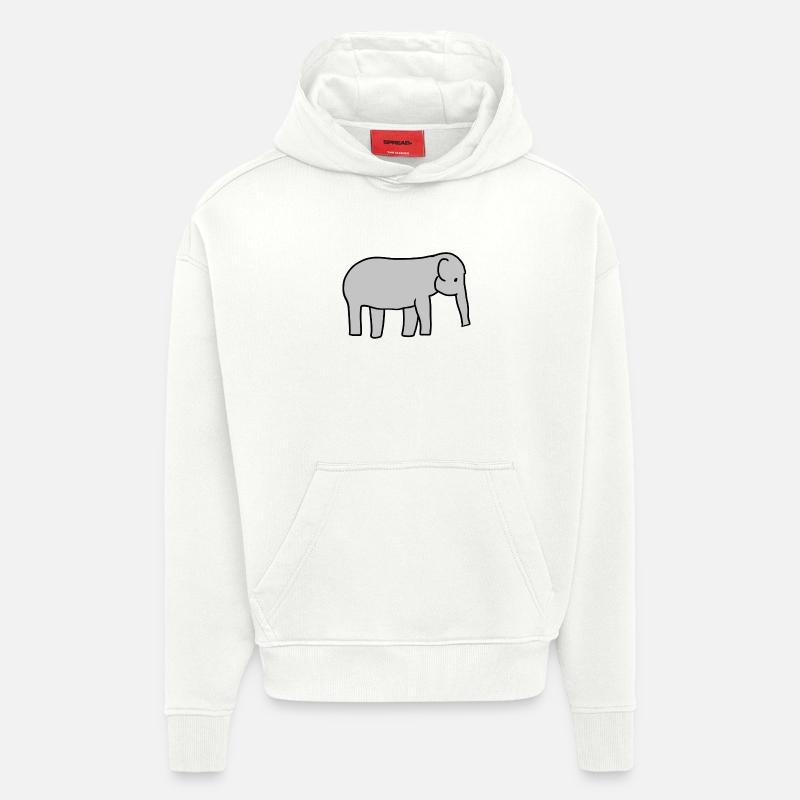 Icône d’animal éléphant gris - Sweat à capuche bio épais oversize fabriqué en UE - OFF WHITE