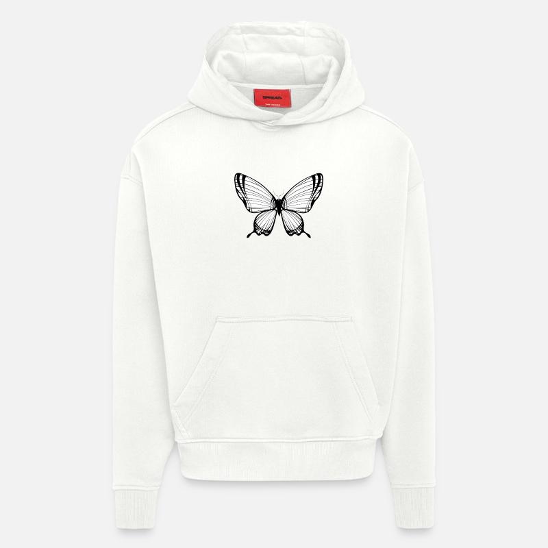 papillon - Sweat à capuche bio épais oversize fabriqué en UE - OFF WHITE