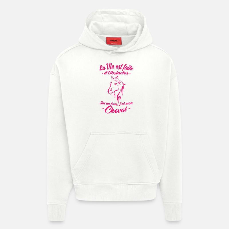 Tshirt équitation - J'ai mon Cheval - Sweat à capuche bio épais oversize fabriqué en UE - OFF WHITE