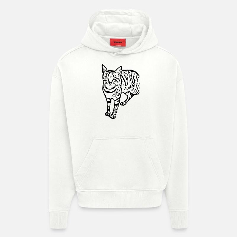 chat noir chat chaton doux cadeau de Noël - Sweat à capuche bio épais oversize fabriqué en UE - OFF WHITE