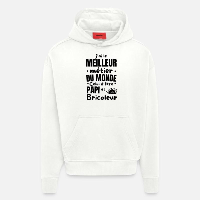 PAPI BRICOLEUR - Sweat à capuche bio épais oversize fabriqué en UE - OFF WHITE