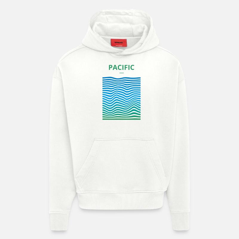 Océans dévastés : Pacifique - Sweat à capuche bio épais oversize fabriqué en UE - OFF WHITE